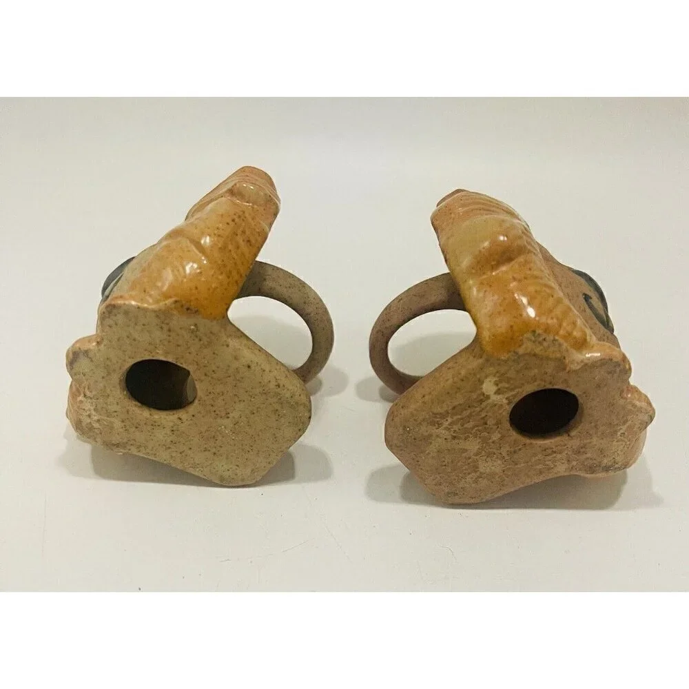 Vintage Lion Napkin Rings Stoneware Zoo Holders  Ceramic Safari Animals Pottery